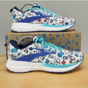 Brooks Trace 3 Hero Womens Size 9.5 D Wide Width Red, white blue first responder